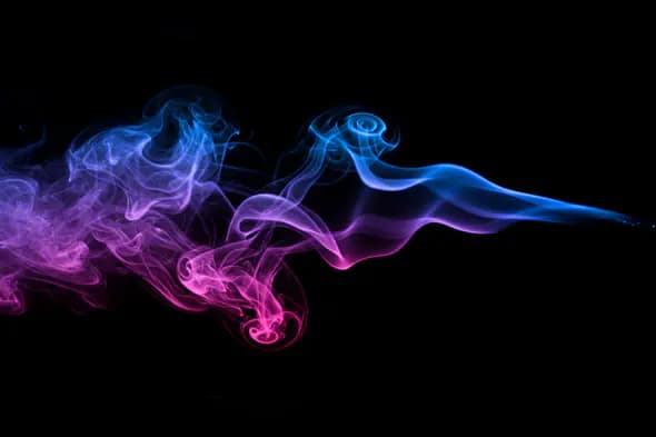 Vibrant Pink and Blue Smoke Overlay on Black Background