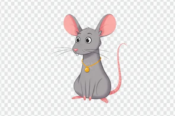 Charming Cartoon Mouse with Golden Pendant