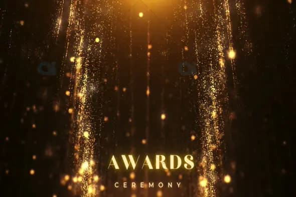 Golden Awards Ceremony Background with Sparkling Particless