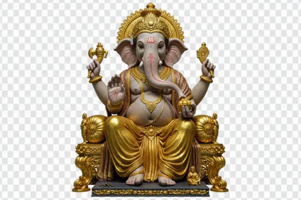 Ganesha Statue on Golden Throne