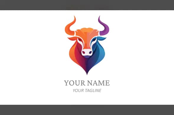 Colorful Bull Head Logo Design with Gradient Horns for Modern Branding