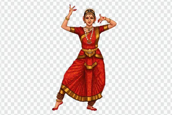 Bharatanatyam Dancer PNG – Traditional Indian Classical Dance Pose
