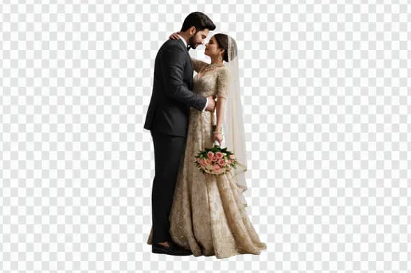 Elegant Indian Bride and Groom PNG for Wedding Invitations & Digital Art
