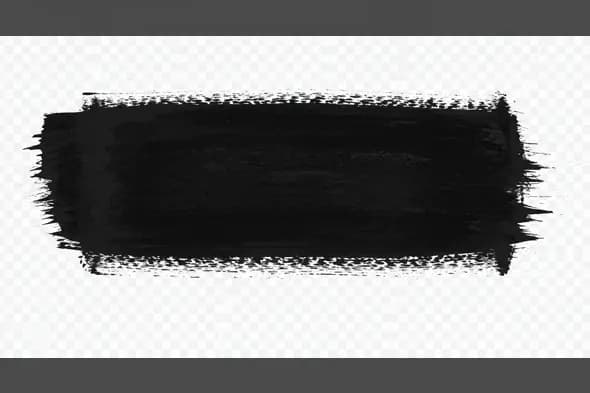 Grunge Black Brush Stroke Texture on Transparent Background
