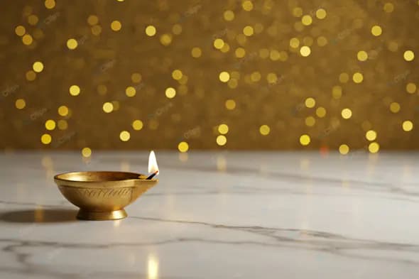 Festive Diya Lamp on Marble