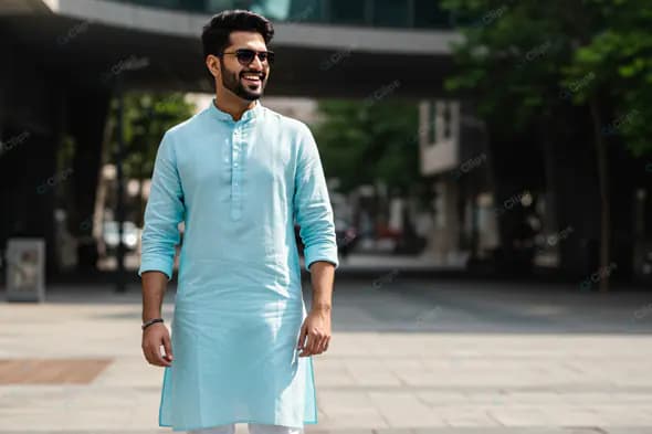 Stylish Man in Aqua Kurta