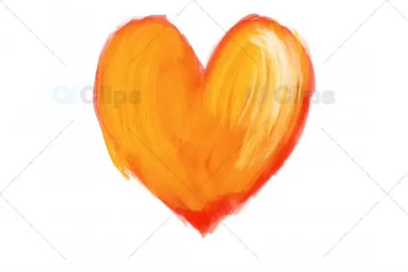 Hand-Painted Orange Heart Animation on White Background