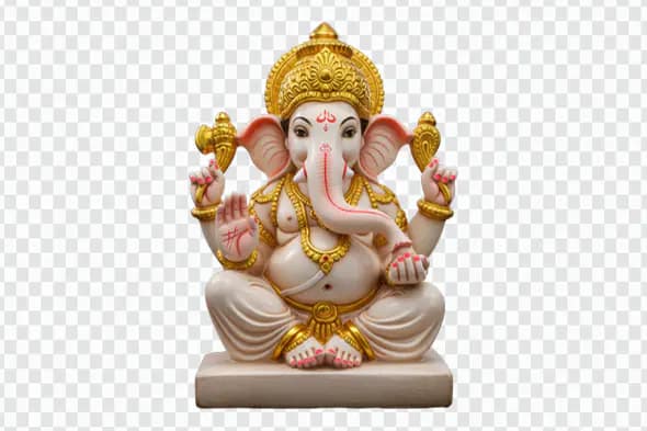 Regal Ganesha Idol with Golden Adornments