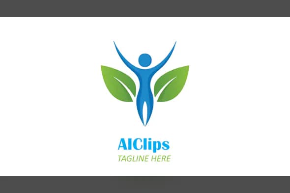 Wellness Human with Leaves Logo in Blue and Green for Health and Eco Brands