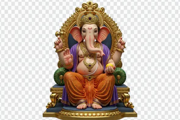 Opulent Ganesha Idol on Golden Throne