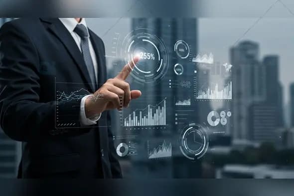 Businessman Interacting with Digital Analytics Interface