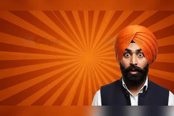 Surprised Sikh Man in Turban with Comic-Style Background