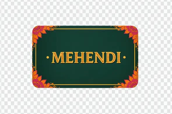 Traditional Mehendi Banner PNG with Elegant Floral Corners