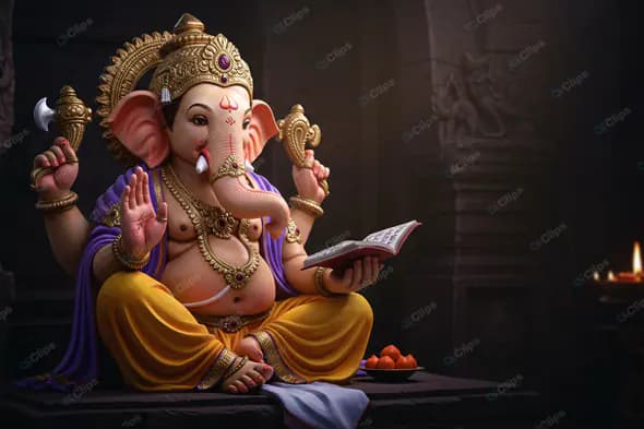 Ganesha Statue in Temple Ambiance