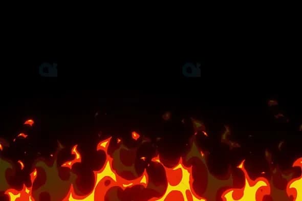 Cartoon Fire Animation on Black Background