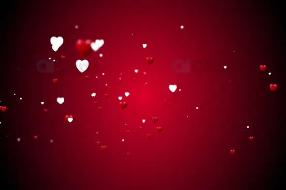 Floating Red and White Hearts Animation on Gradient Red Background