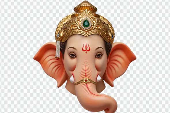 Ornate Ganesha Head with Golden Crown