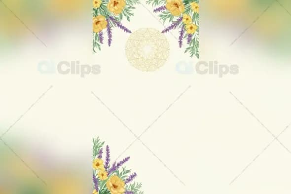 Floral Frame with Yellow Roses, Lavender, and Mandala