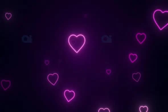 Purple Neon Heart Animation on Dark Background