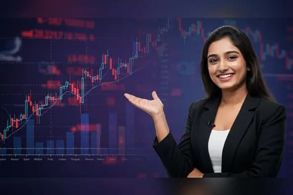 Confident Businesswoman Presenting Stock Market Trends