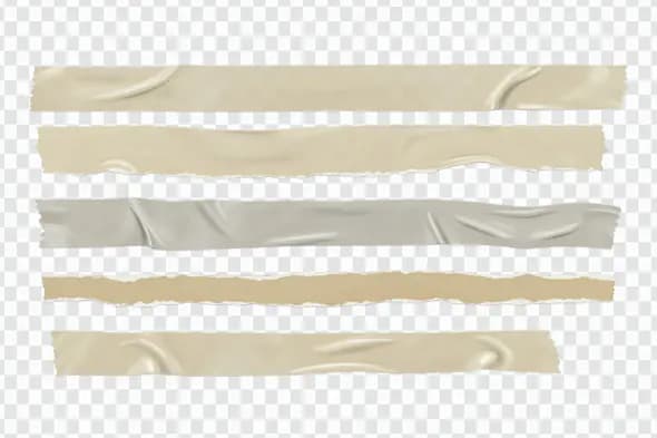 Long Wrinkled Tape PNG Set – Realistic Masking and Duct Tape Strips