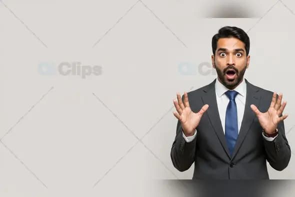 Businessman in Formal Wear Expressing Surprise