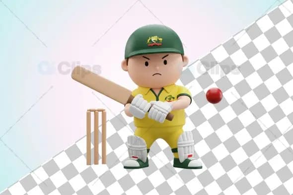 Australian Cricket Player 3D Illustration