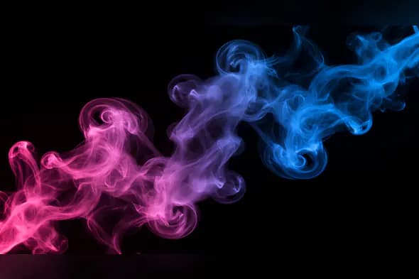 Pink and Blue Dual Smoke Swirl Overlay on Black Background