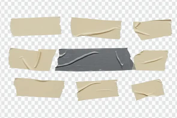Short Wrinkled Tape PNG Set – Torn Masking and Duct Tape Pieces