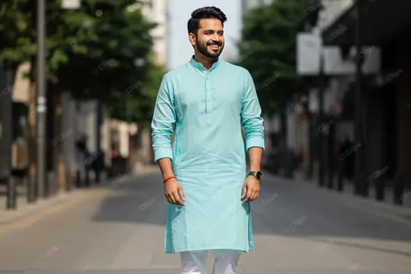 Confident Stride in Mint Kurta