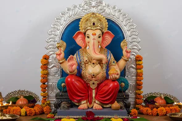 Ornate Ganesha Idol Display