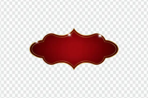 Elegant Red and Gold Label Frame PNG Clipart for Invitations and Packaging