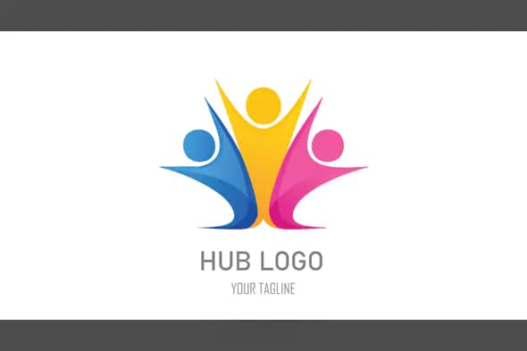 Colorful Community Hub Logo Design with Abstract Human Figures