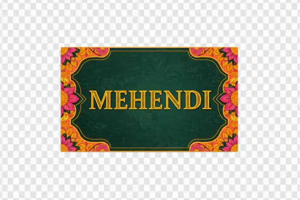 Elegant Mehendi Event Banner PNG with Minimal Floral Border