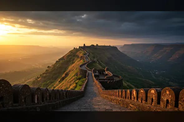 Ancient Fort Walkway Illuminated by Sunrise in Indian Hills