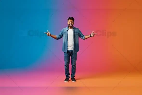 Smiling Man and Colourful Visuals