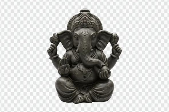 Wooden Ganesha Idol PNG – Traditional Ganpati Transparent Clipart