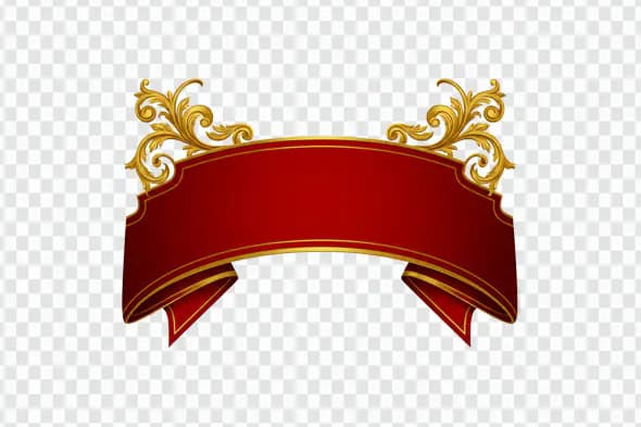 Elegant Red and Gold Banner PNG Clipart for Invitations and Labels