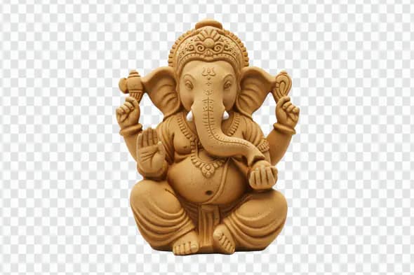 Lord Ganesha Idol PNG – Clay Style Ganpati Decorative Figure