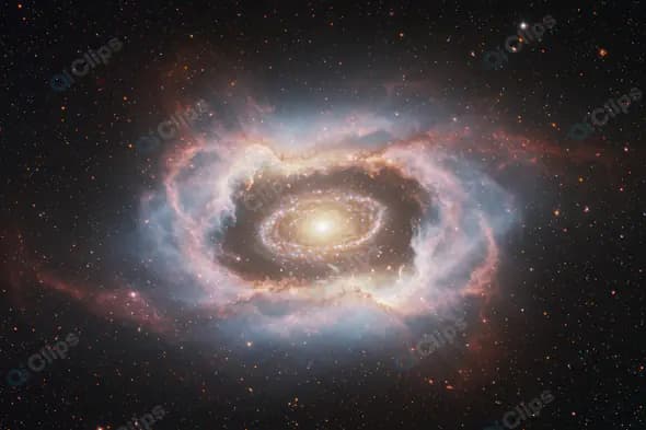 Glowing Spiral Galaxy Encircled by Cosmic Nebula in Deep Space