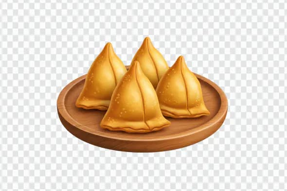 Samosa Plate PNG – Transparent Indian Snack Illustration