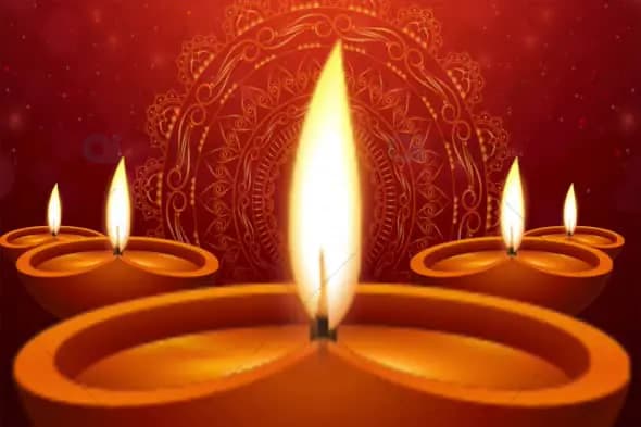 Diwali Celebration Animation with Glowing Diyas and Mandala Design