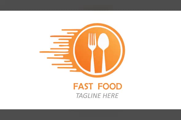 Speedy Fast Food Logo with Spoon and Fork in Motion Circle Design
