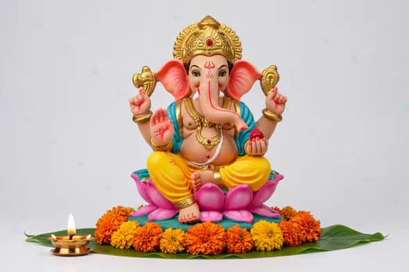 Colorful Ganesha Idol on Lotus