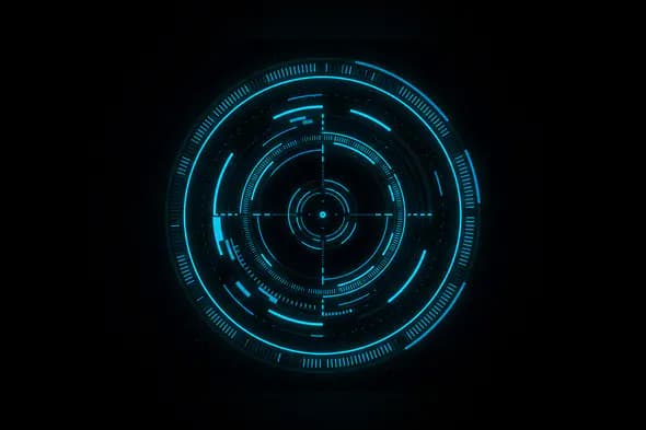 Advanced Futuristic Target HUD Circle Design in Neon Blue