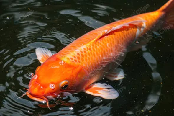 Bright Orange Koi Fish Swimming in Calm Pond Water