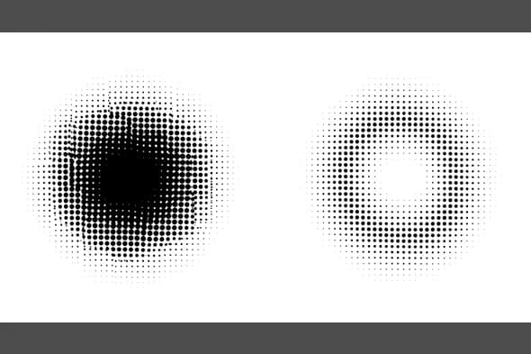 High-Contrast Halftone Dot Circle Texture Pack