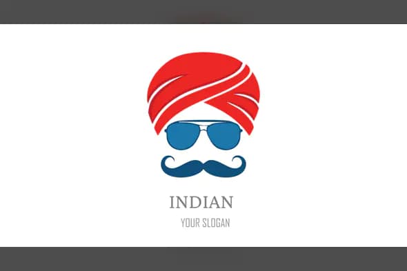 Stylish Indian Man Logo with Red Turban and Sunglasses Vector Design