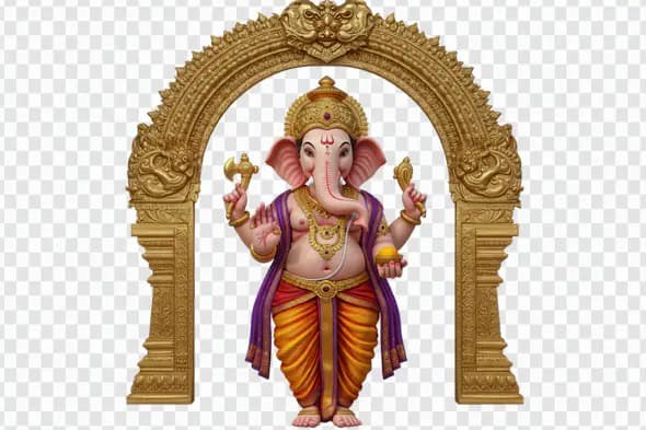 Ornate Ganesha under Golden Archway