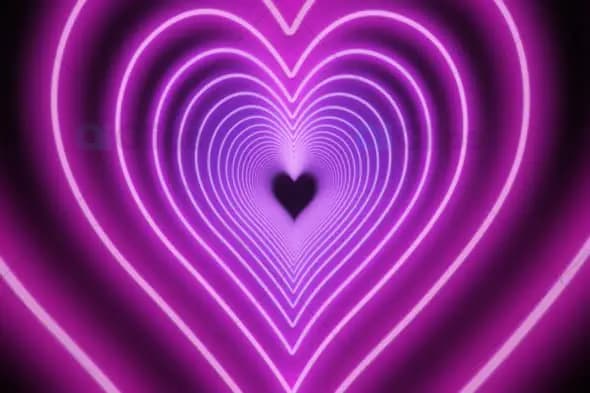 Neon Glowing Heart Animation on Dark Background